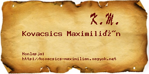 Kovacsics Maximilián névjegykártya